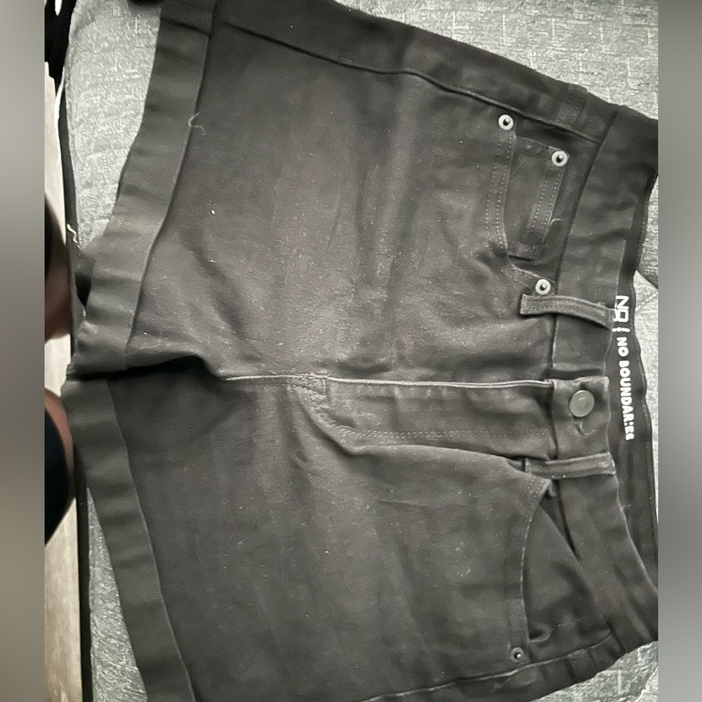 Black denim shorts